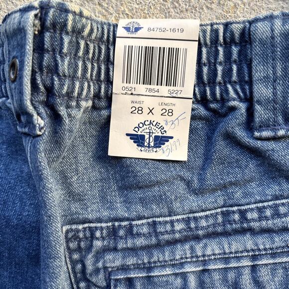 Deadstock 90s Dockers Jeans Mens 28x28 Pleated Denim Levis Cargo Tapered Vintage - Picture 12 of 12